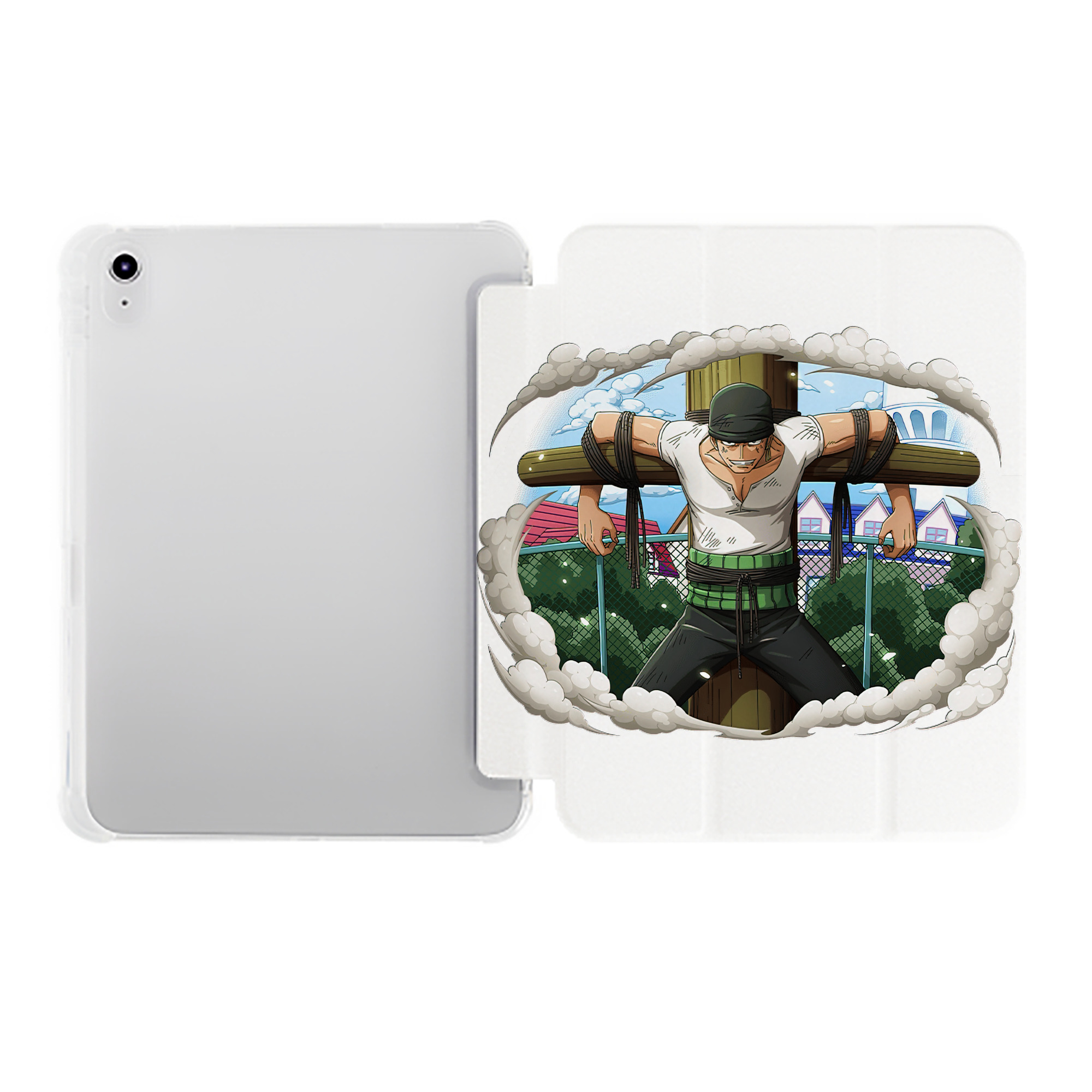 （画像用） ワンピース ロロノア・ゾロ ONE PIECE Roronoa Zoro IPad ケース ペン収納付き 三つ折りスタンド PUレザー×シリコン 対応機種9.5/10.5/10.9インチ